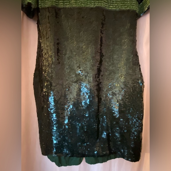 Stunning Fully Beaded & Sequined Emerald Green Mini Dress Silk - Picture 2 of 16
